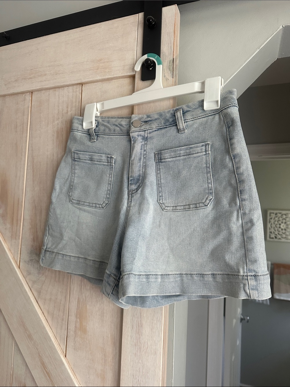 Oat New York Light Blue High-Waist Denim Shorts